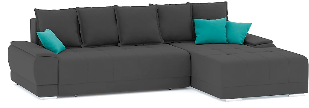 Угловой диван с независимым пружинным блоком Nordviks (Модерн) Плюш Плюш Грей - Азур