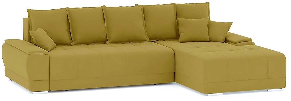 Угловой диван с независимым пружинным блоком Nordviks (Модерн) Плюш Плюш Еллоу