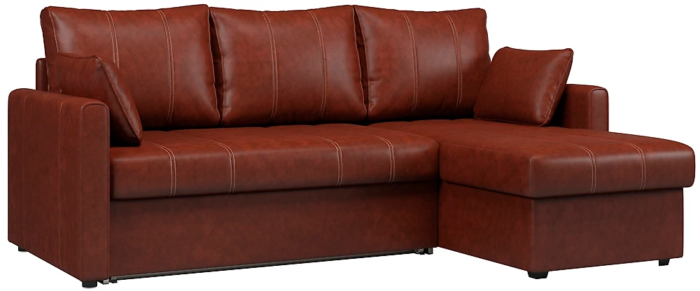 Угловой диван с независимым пружинным блоком Риммини Дизайн 2 кожаный
