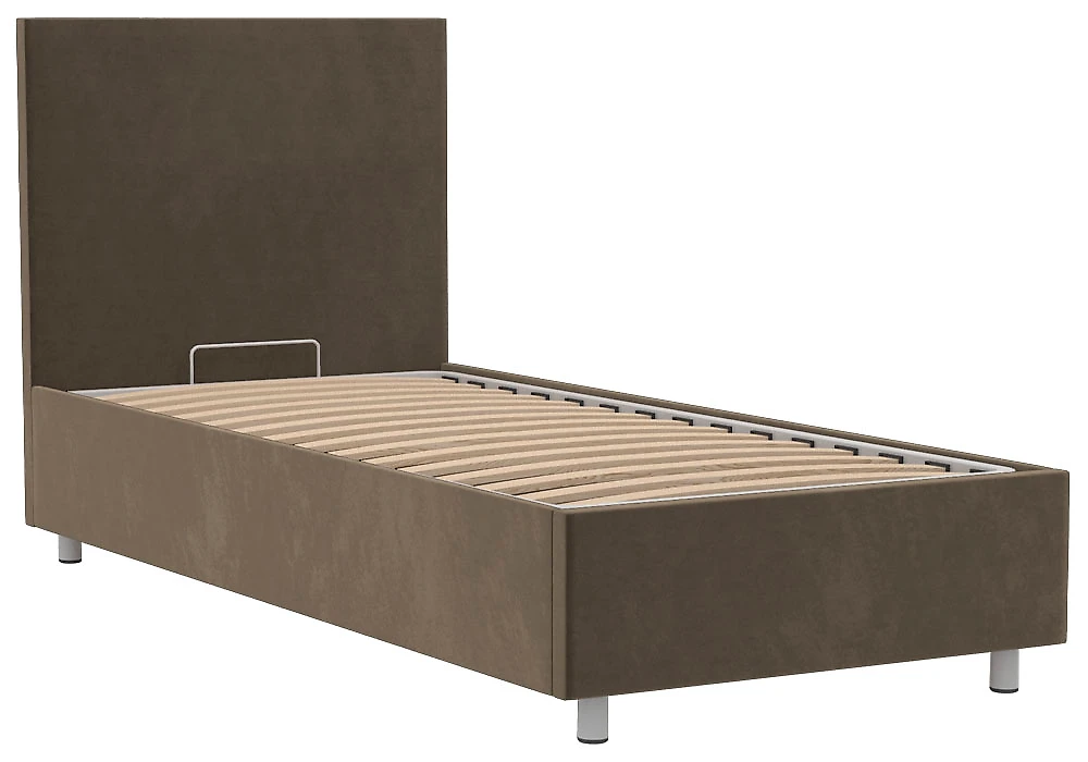 Кровать в современном стиле Белла 90х200 с бельевым ящиком Плюш Шоколад