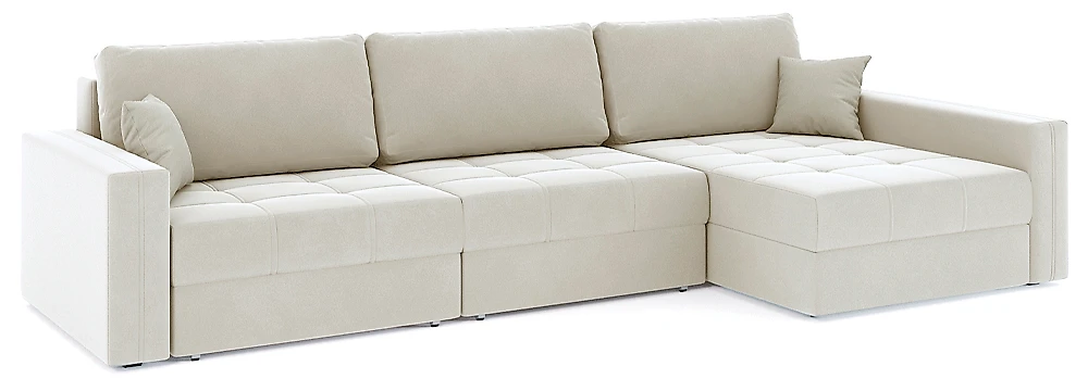 Угловой диван с независимым пружинным блоком Брест-3 Плюш Крем