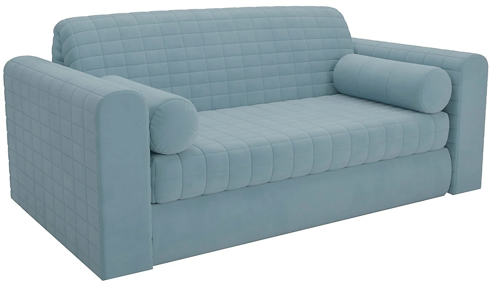Синий прямой диван Барон-5 Плюш Лайт Блу