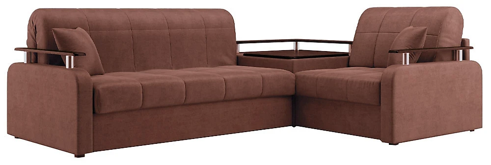 Угловой диван с независимым пружинным блоком Денвер Плюш Браун