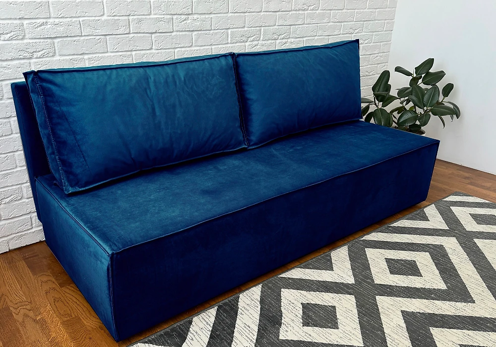 Синий прямой диван Лофт (мини) Лайт Блю