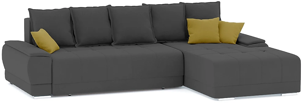 Угловой диван с независимым пружинным блоком Nordviks (Модерн) Плюш Плюш Грей - Еллоу
