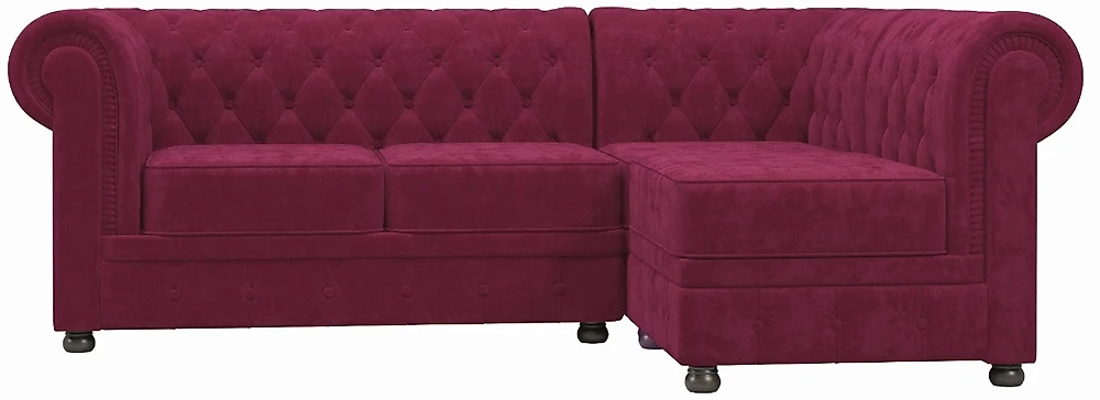 Угловой диван в классическом стиле Честерфилд Бордо
