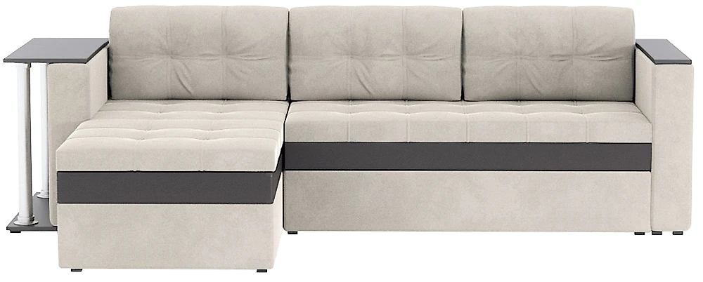 Угловой диван с правым углом Атланта Кантри Беж со столиком