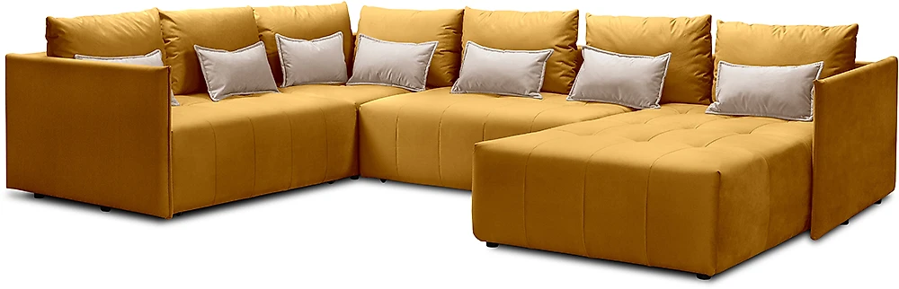 Угловой диван с ящиком для белья Чилетти П-образный Лайт Браун