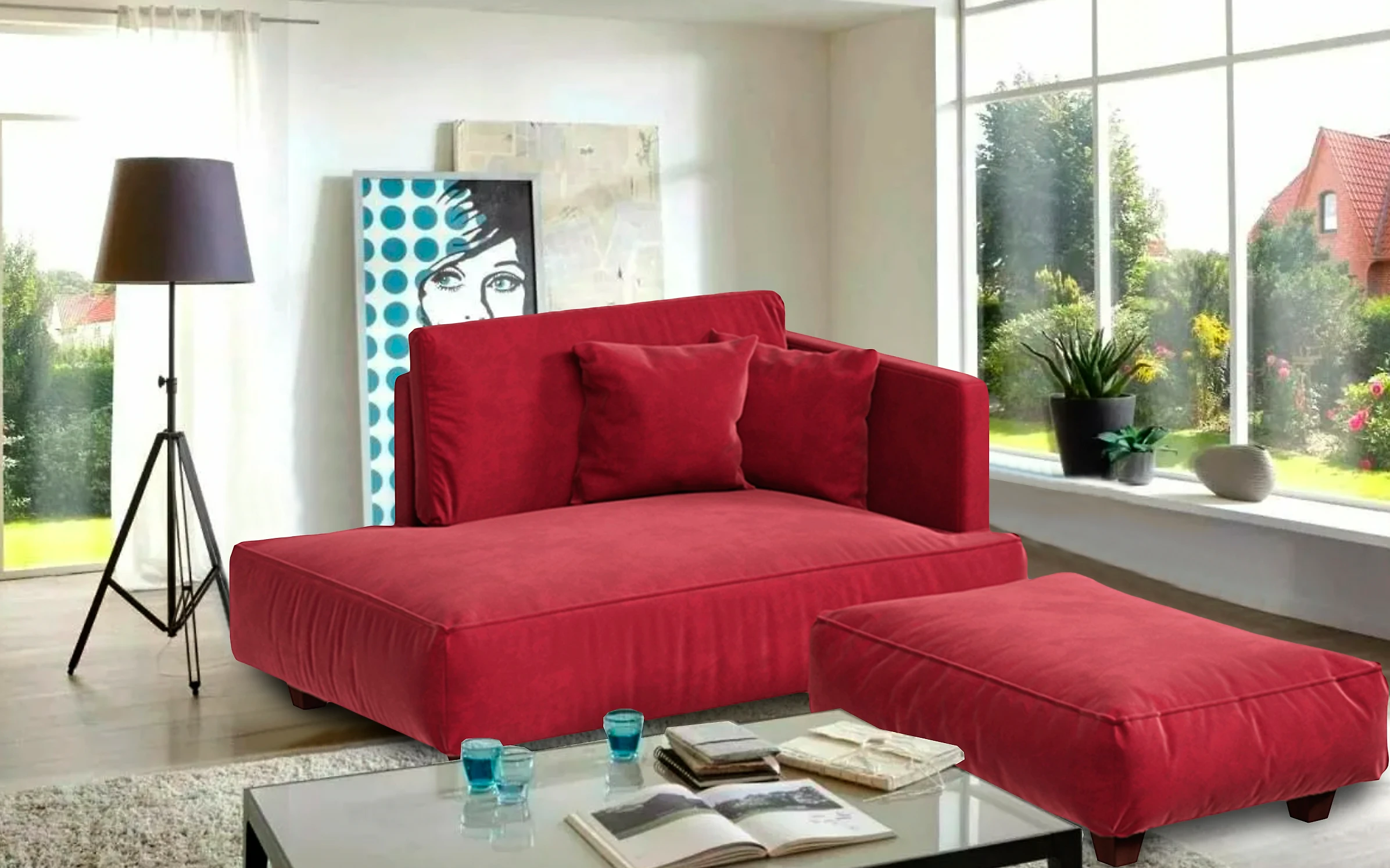 Модульный диван с оттоманкой  Лофт Ред