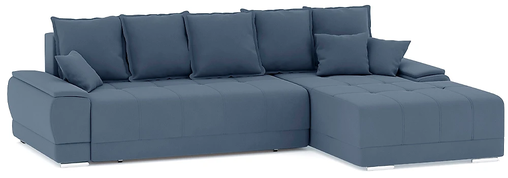 Угловой диван с независимым пружинным блоком Nordviks (Модерн) Плюш Плюш Дарк Блю
