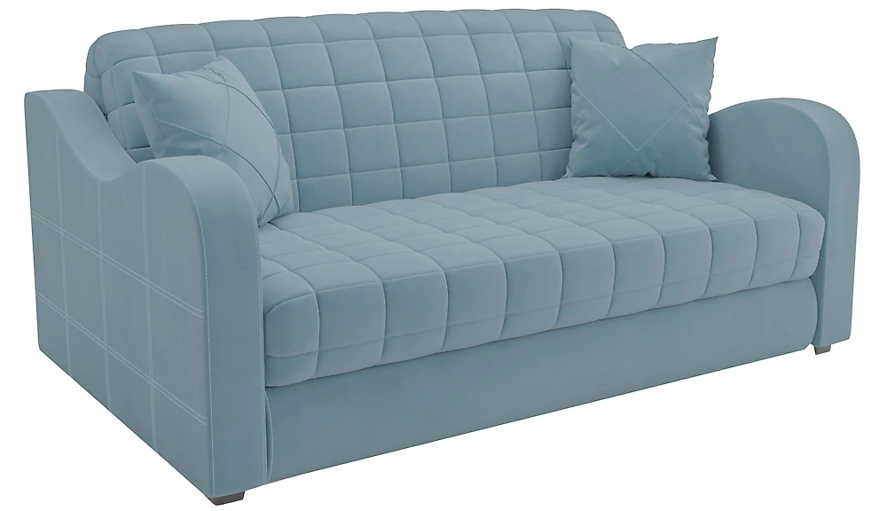 Синий прямой диван Барон-4 Плюш Лайт Блу