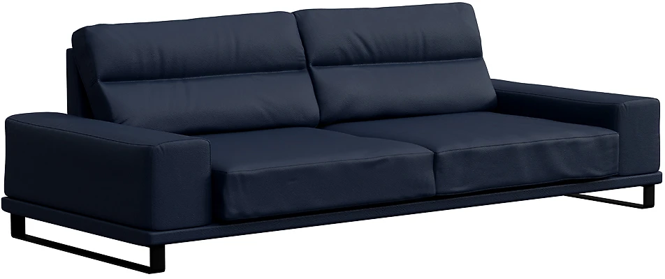 Синий прямой диван кожаный Рипозо Блу