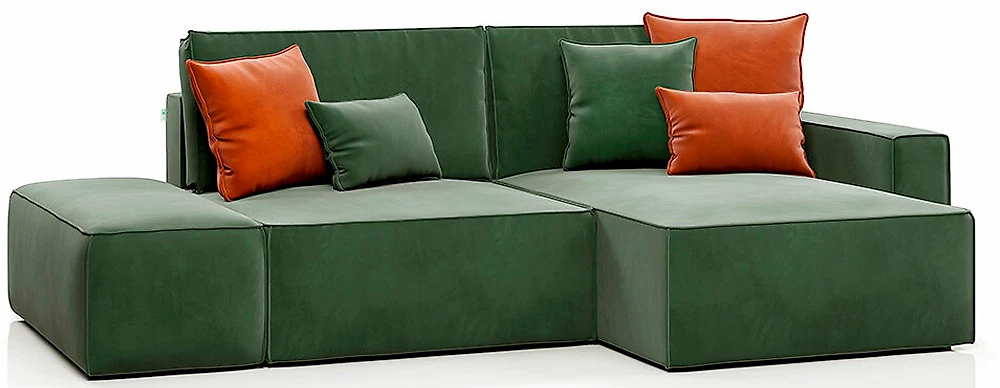 Угловой диван из велюра Корсо с банкеткой Грин
