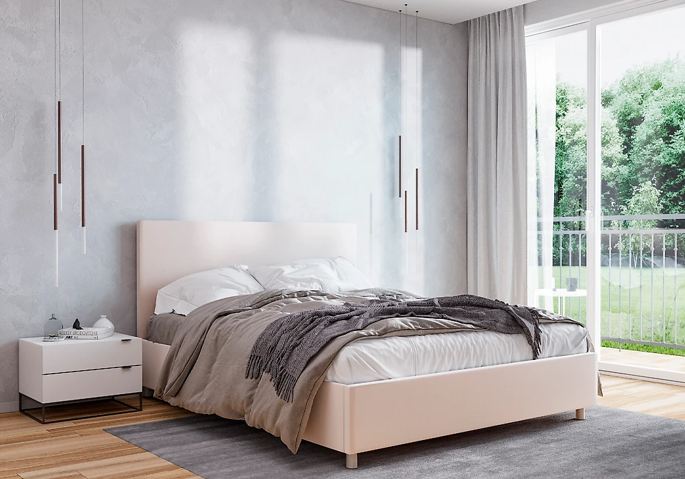 Кровать в современном стиле Белла 160х200 с ламелями Плюш Бейдж