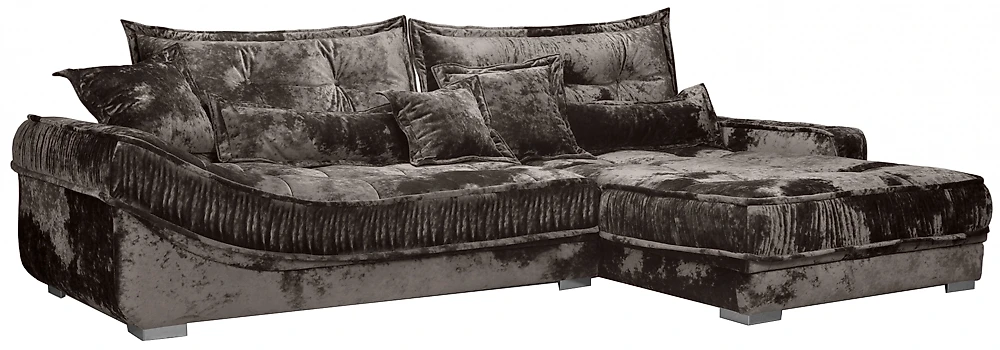 Угловой диван из велюра Бруно Мокко