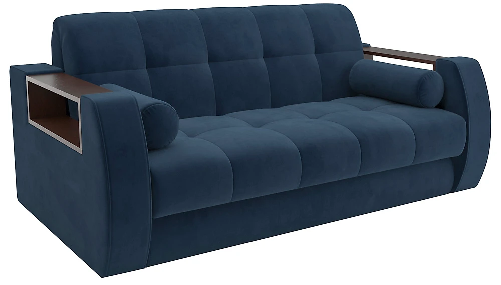 Синий прямой диван Барон-3 Плюш Блу