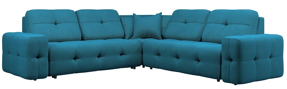  угловой диван с оттоманкой модульный Спилберг-1 Плюш Азур