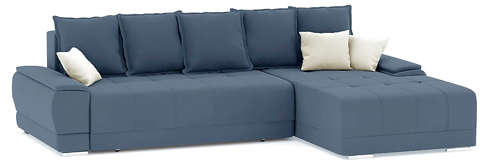 Угловой диван с независимым пружинным блоком Nordviks (Модерн) Плюш Плюш Дарк Блю - Крим