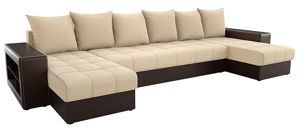  угловой диван с оттоманкой Дубай-П Беж Браун