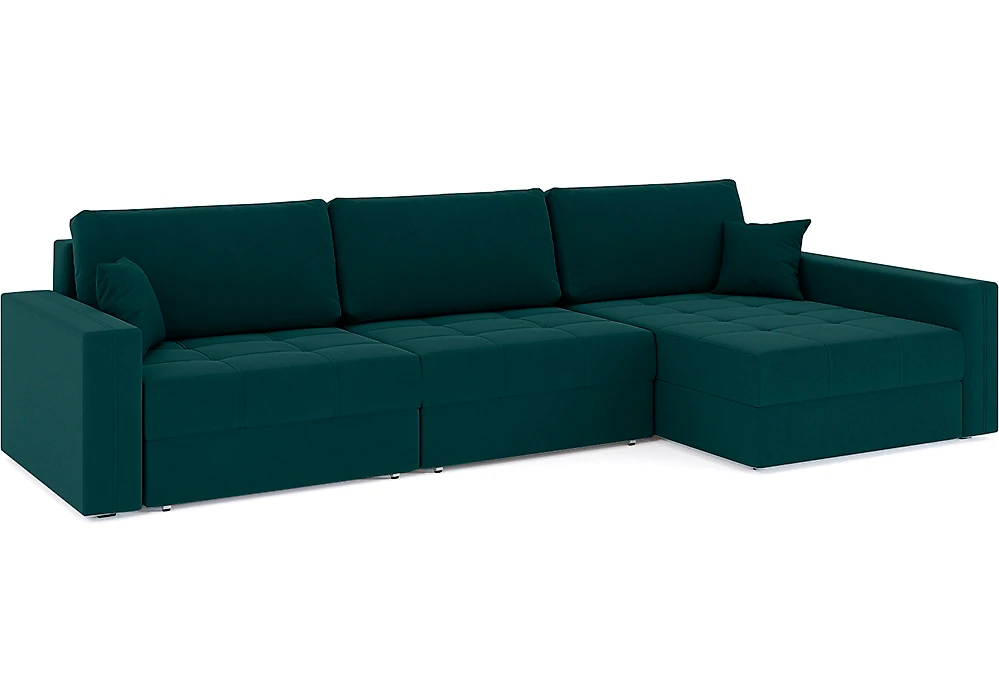 Угловой диван с независимым пружинным блоком Брест-3 Плюш Изумруд
