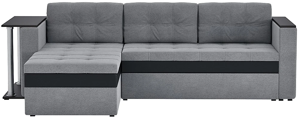 Угловой диван с ящиком для белья Атланта Кантри Дарк Грей со столиком