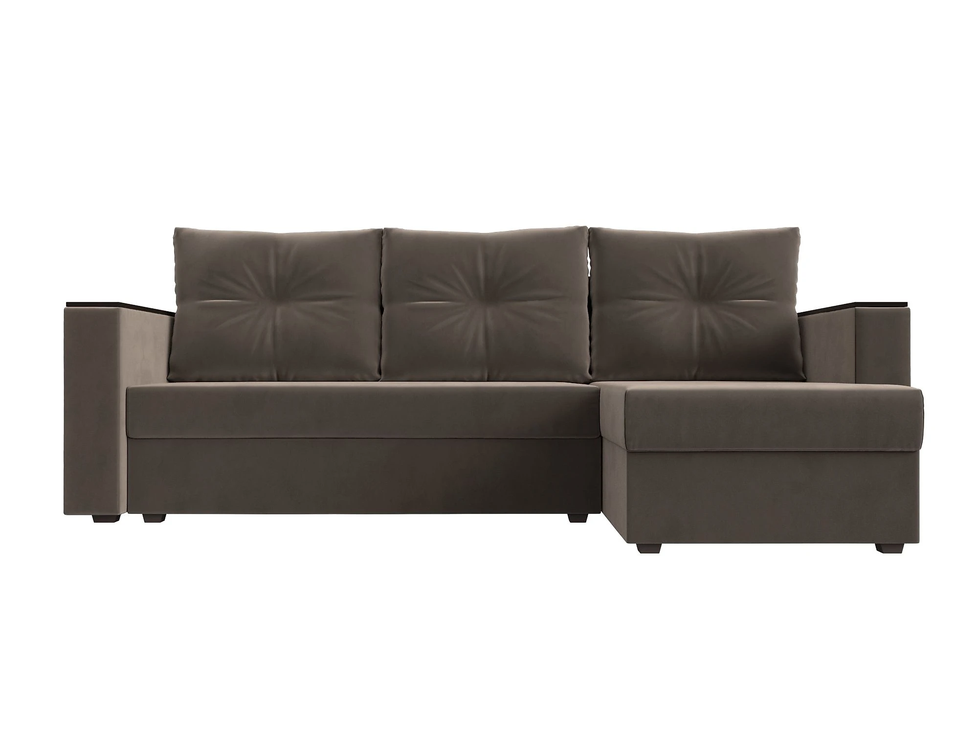 Угловой диван для гостиной Атланта Лайт Плюш без стола Дизайн 5