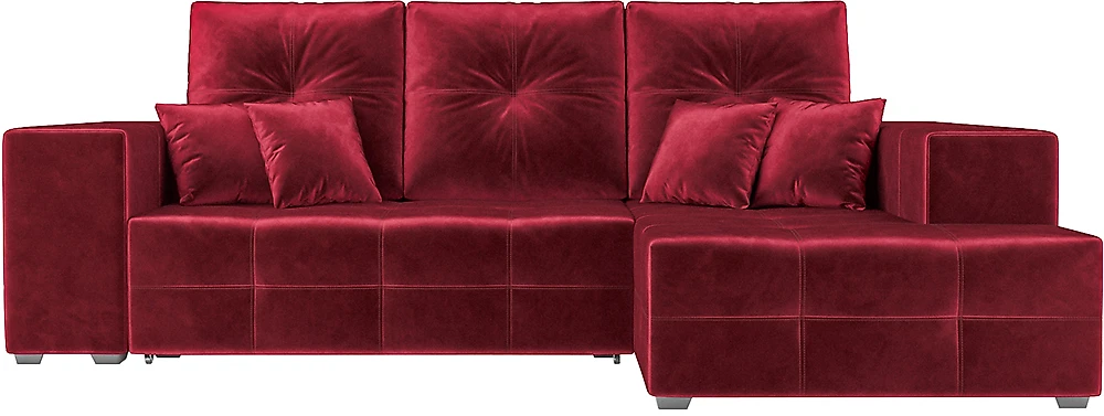 Угловой диван с большим спальным местом Монреаль Бархат Ред СПБ