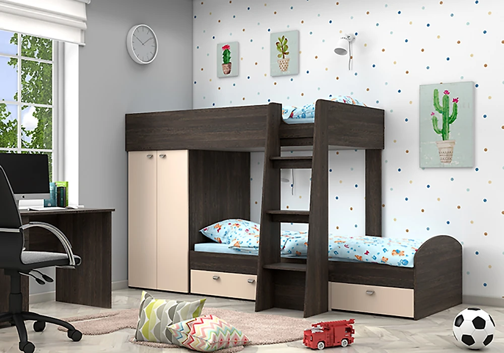 двухтажная кровать для детей Golden Kids-2 Венге