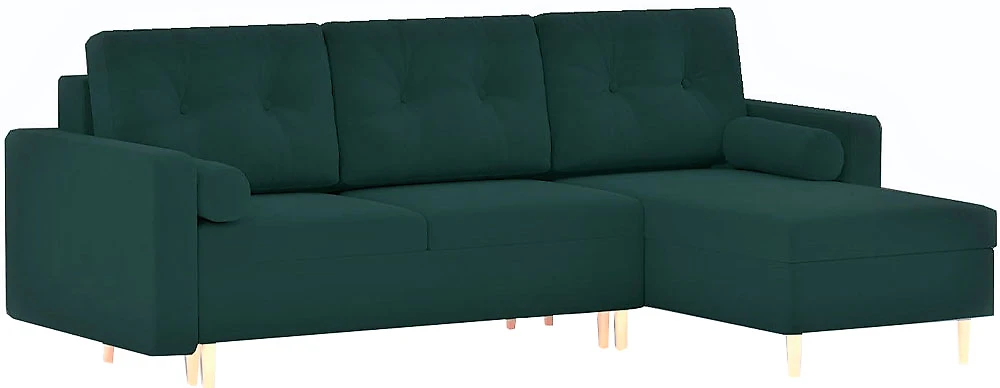 Угловой диван из велюра Белфаст Плюш Изумруд