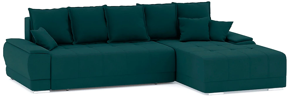 Угловой диван с независимым пружинным блоком Nordviks (Модерн) Плюш Плюш Изумруд