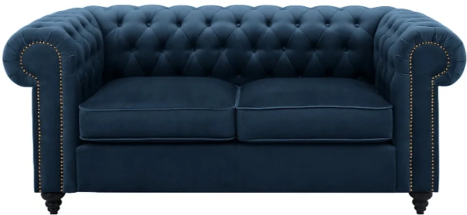 Синий прямой диван Честер Классик Дизайн 8