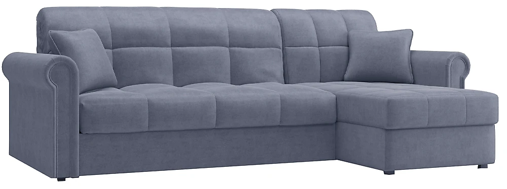 Угловой диван с независимым пружинным блоком Палермо Плюш Грей