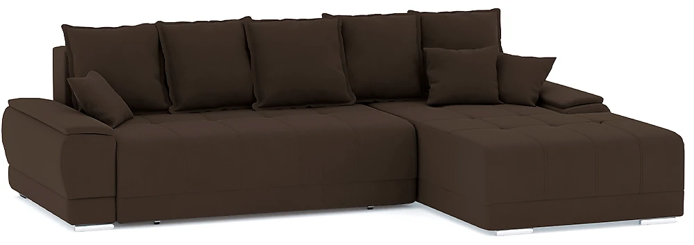 Угловой диван с независимым пружинным блоком Nordviks (Модерн) Плюш Плюш Браун
