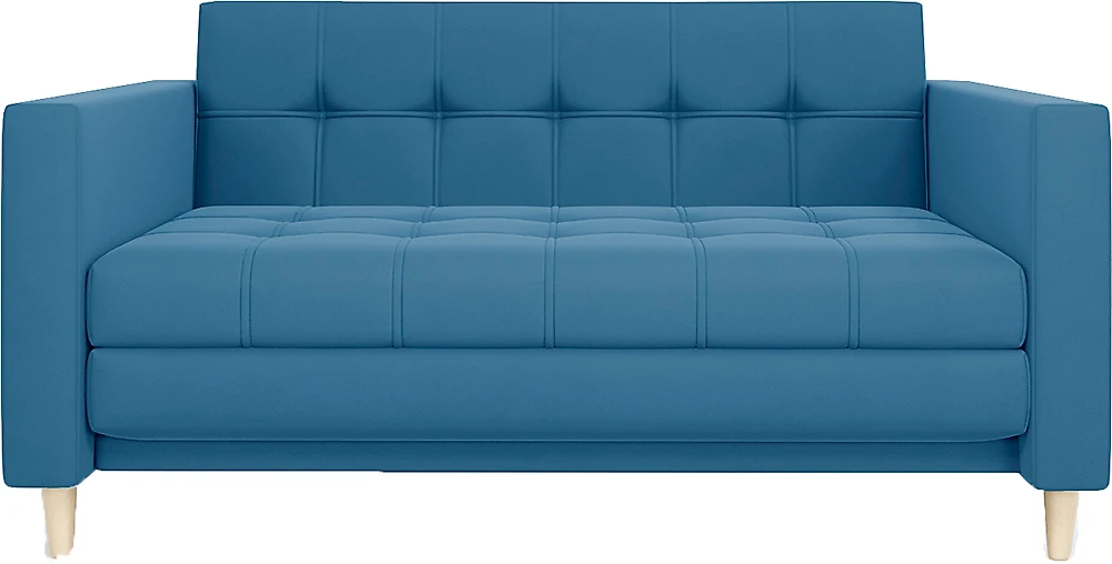 Синий прямой диван Квадро Плюш Дизайн-13