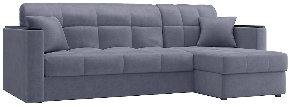 Угловой диван с независимым пружинным блоком Неаполь Плюш Грей