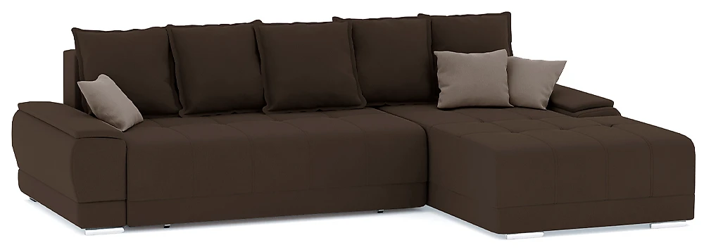 Угловой диван с независимым пружинным блоком Nordviks (Модерн) Плюш Плюш Браун - Лайт Браун