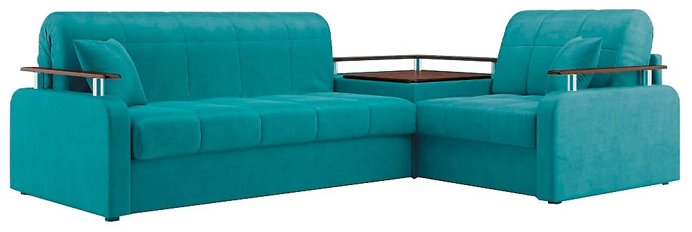 Угловой диван из велюра Денвер Плюш Азур