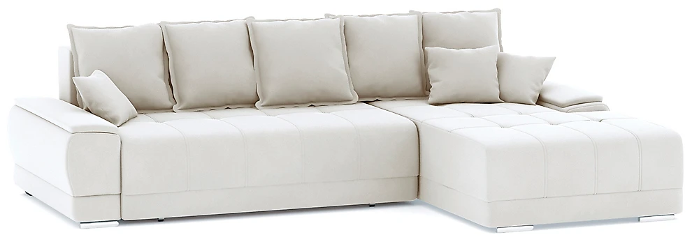 Угловой диван с независимым пружинным блоком Nordviks (Модерн) Плюш Плюш Крем