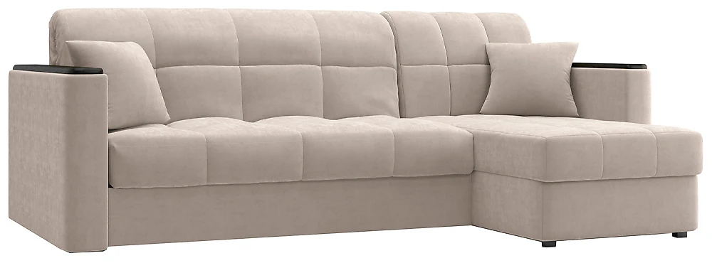 Угловой диван с независимым пружинным блоком Неаполь Плюш Беж
